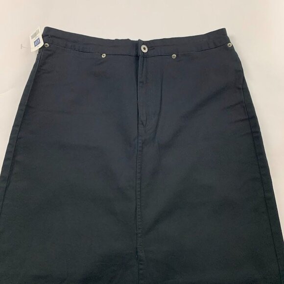 GAP Vintage 2000 Black Stretch Canvas Split Front Maxi Skirt 12 New - Picture 3 of 8